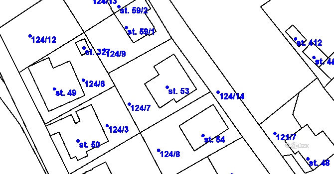 Parcela st. 53 v KÚ Rosnice u Staré Role, Katastrální mapa