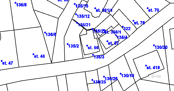Parcela st. 56 v KÚ Rosnice u Staré Role, Katastrální mapa