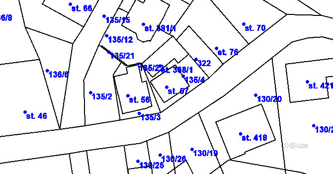Parcela st. 57 v KÚ Rosnice u Staré Role, Katastrální mapa