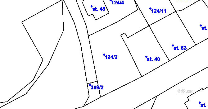 Parcela st. 124/2 v KÚ Rosnice u Staré Role, Katastrální mapa