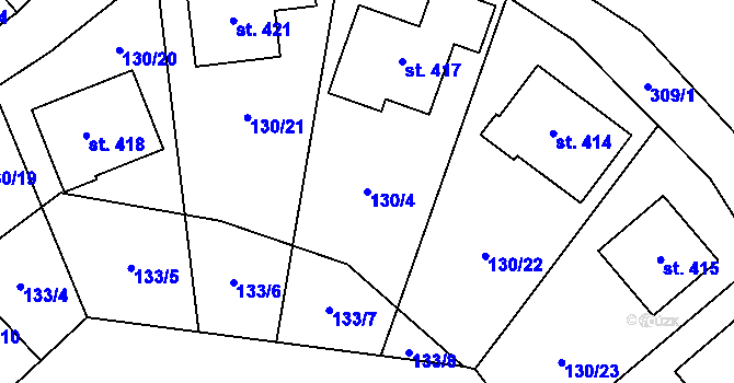 Parcela st. 130/4 v KÚ Rosnice u Staré Role, Katastrální mapa