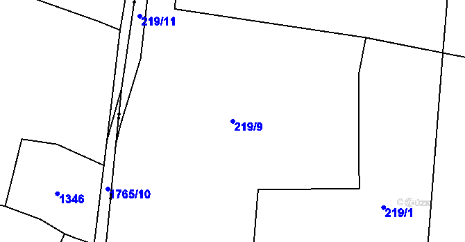 Parcela st. 219/9 v KÚ Rosnice u Staré Role, Katastrální mapa