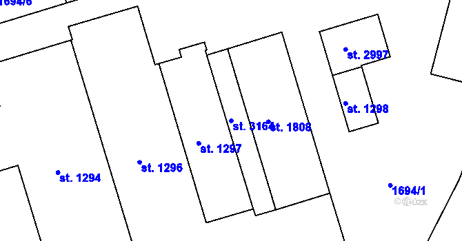 Parcela st. 3164 v KÚ Stará Role, Katastrální mapa