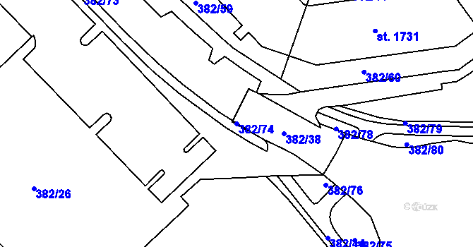 Parcela st. 382/74 v KÚ Stará Role, Katastrální mapa