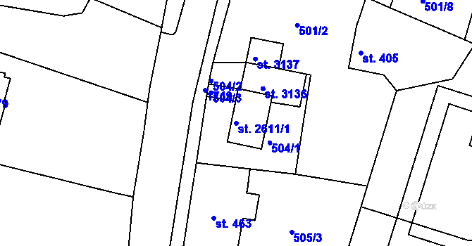 Parcela st. 2611/1 v KÚ Stará Role, Katastrální mapa
