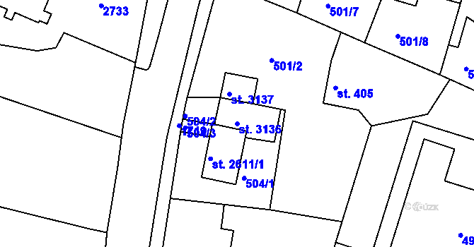 Parcela st. 3136 v KÚ Stará Role, Katastrální mapa