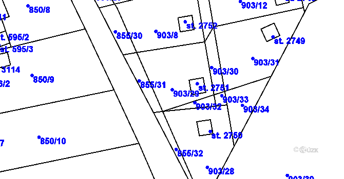 Parcela st. 903/29 v KÚ Stará Role, Katastrální mapa