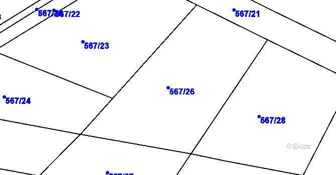 Parcela st. 567/26 v KÚ Stará Role, Katastrální mapa