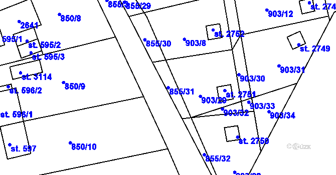 Parcela st. 855/31 v KÚ Stará Role, Katastrální mapa