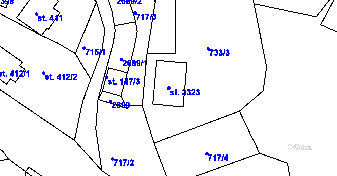Parcela st. 3323 v KÚ Stará Role, Katastrální mapa