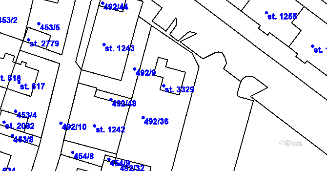 Parcela st. 3329 v KÚ Stará Role, Katastrální mapa