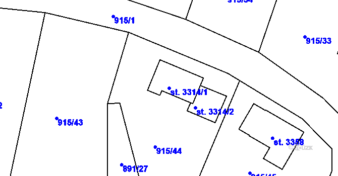Parcela st. 3314/1 v KÚ Stará Role, Katastrální mapa