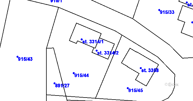 Parcela st. 3314/2 v KÚ Stará Role, Katastrální mapa