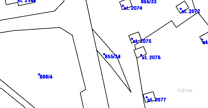 Parcela st. 855/34 v KÚ Stará Role, Katastrální mapa