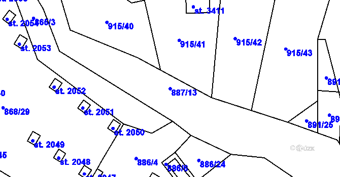 Parcela st. 887/13 v KÚ Stará Role, Katastrální mapa