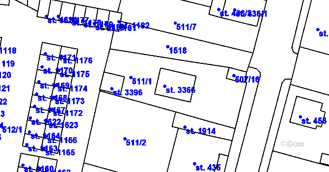 Parcela st. 3366 v KÚ Stará Role, Katastrální mapa