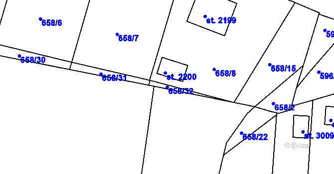 Parcela st. 658/32 v KÚ Stará Role, Katastrální mapa