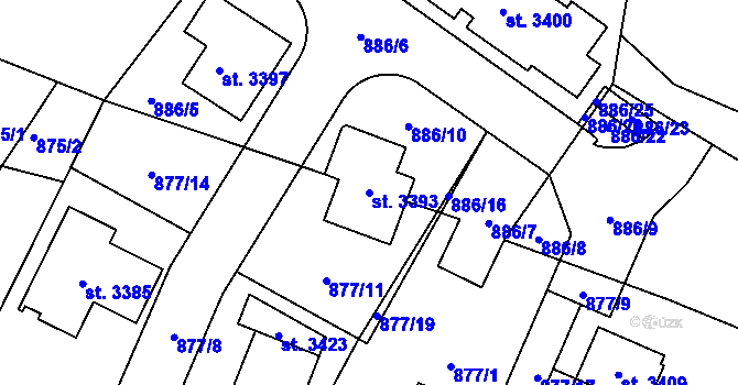 Parcela st. 3393 v KÚ Stará Role, Katastrální mapa