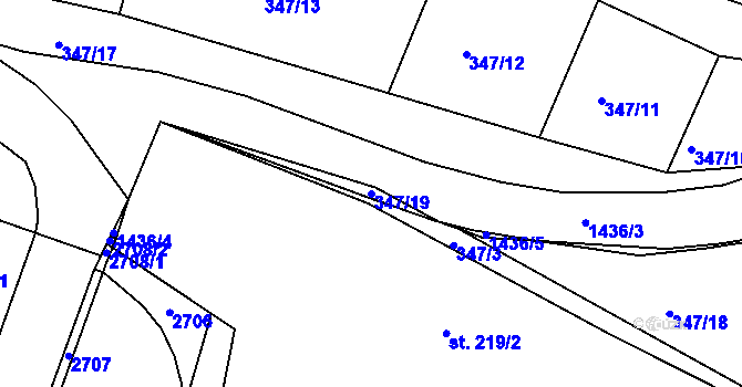 Parcela st. 347/19 v KÚ Stará Role, Katastrální mapa