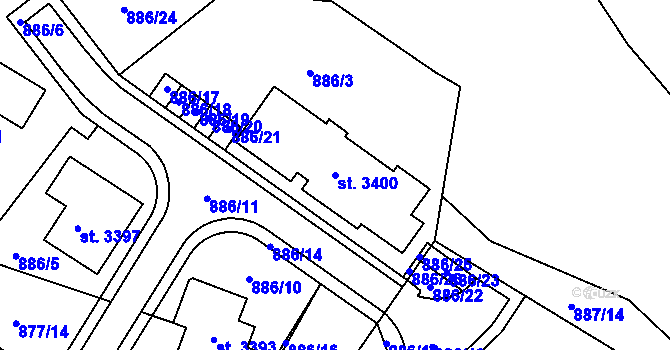 Parcela st. 3400 v KÚ Stará Role, Katastrální mapa