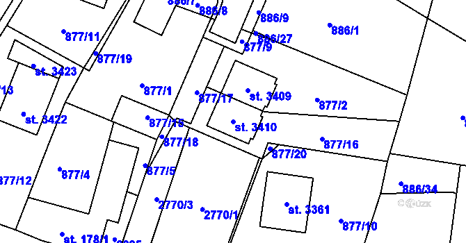 Parcela st. 3410 v KÚ Stará Role, Katastrální mapa