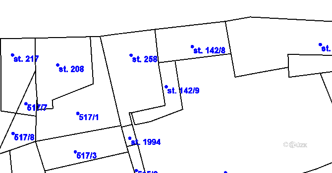 Parcela st. 142/9 v KÚ Stará Role, Katastrální mapa