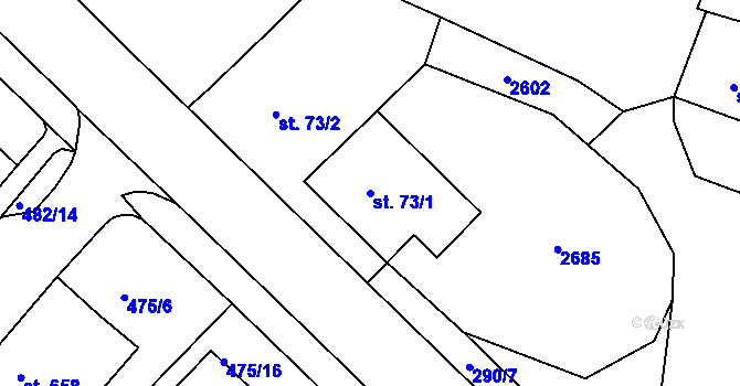 Parcela st. 73/1 v KÚ Stará Role, Katastrální mapa