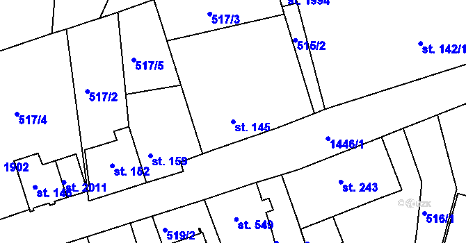 Parcela st. 145 v KÚ Stará Role, Katastrální mapa