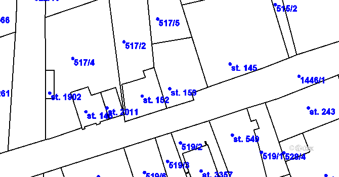 Parcela st. 159 v KÚ Stará Role, Katastrální mapa