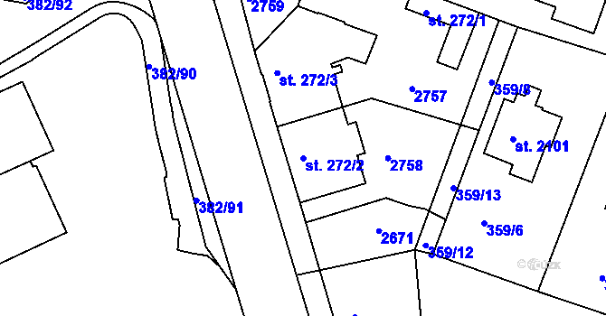 Parcela st. 272/2 v KÚ Stará Role, Katastrální mapa