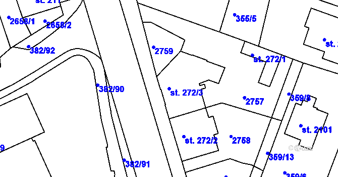 Parcela st. 272/3 v KÚ Stará Role, Katastrální mapa