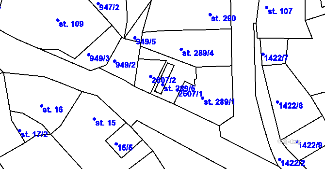 Parcela st. 289/5 v KÚ Stará Role, Katastrální mapa