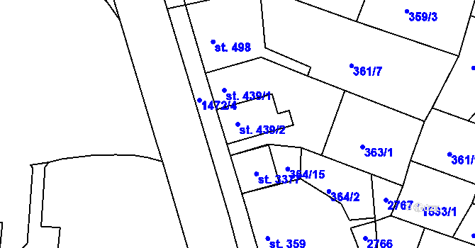 Parcela st. 439/2 v KÚ Stará Role, Katastrální mapa