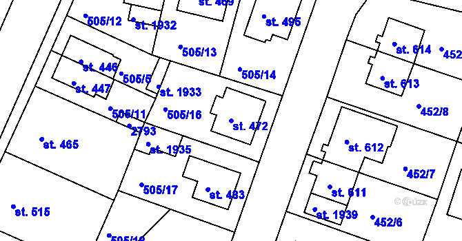 Parcela st. 472 v KÚ Stará Role, Katastrální mapa