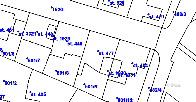 Parcela st. 477 v KÚ Stará Role, Katastrální mapa