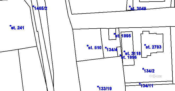 Parcela st. 510 v KÚ Stará Role, Katastrální mapa