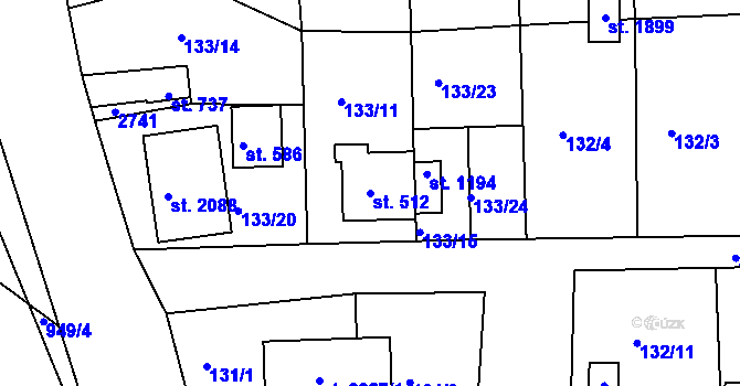 Parcela st. 512 v KÚ Stará Role, Katastrální mapa