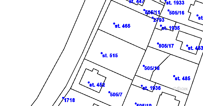 Parcela st. 515 v KÚ Stará Role, Katastrální mapa