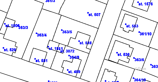 Parcela st. 518 v KÚ Stará Role, Katastrální mapa