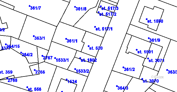 Parcela st. 520 v KÚ Stará Role, Katastrální mapa