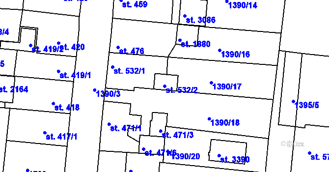 Parcela st. 532/2 v KÚ Stará Role, Katastrální mapa