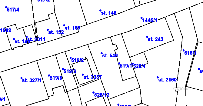 Parcela st. 549 v KÚ Stará Role, Katastrální mapa