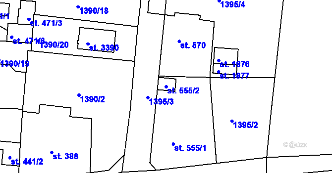 Parcela st. 555/2 v KÚ Stará Role, Katastrální mapa