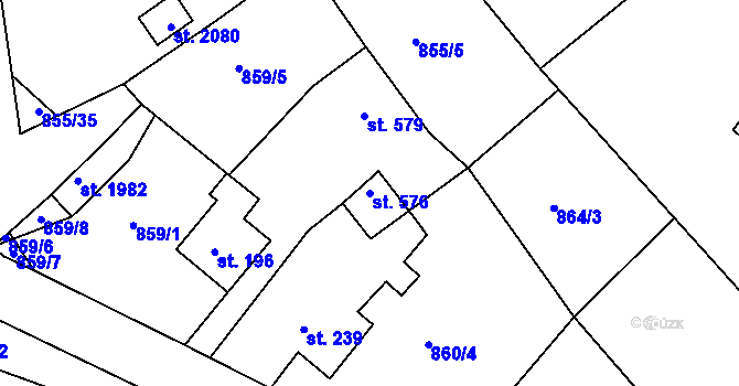 Parcela st. 576 v KÚ Stará Role, Katastrální mapa