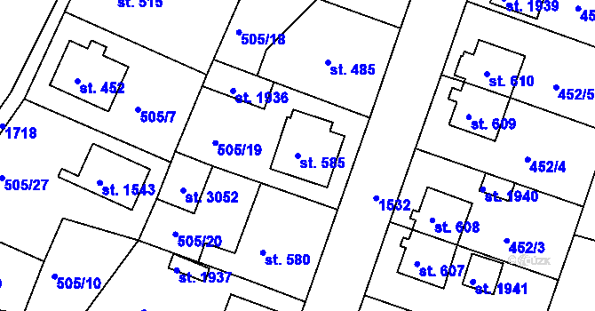 Parcela st. 585 v KÚ Stará Role, Katastrální mapa