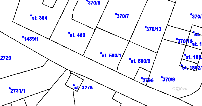 Parcela st. 590/1 v KÚ Stará Role, Katastrální mapa