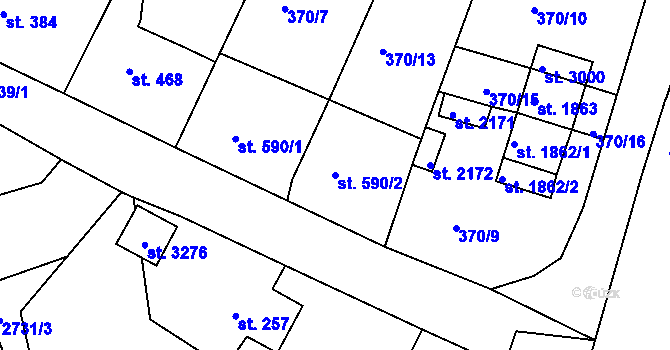 Parcela st. 590/2 v KÚ Stará Role, Katastrální mapa