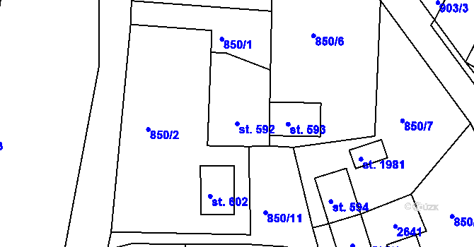 Parcela st. 592 v KÚ Stará Role, Katastrální mapa