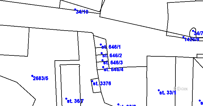 Parcela st. 646/2 v KÚ Stará Role, Katastrální mapa