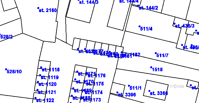 Parcela st. 1179 v KÚ Stará Role, Katastrální mapa